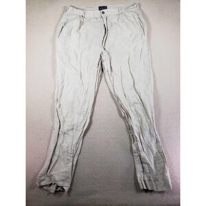 Vincente Nesi Pants Mens‎ 38x32 Ivory Striped Mid Rise Flat Front Slash Pockets